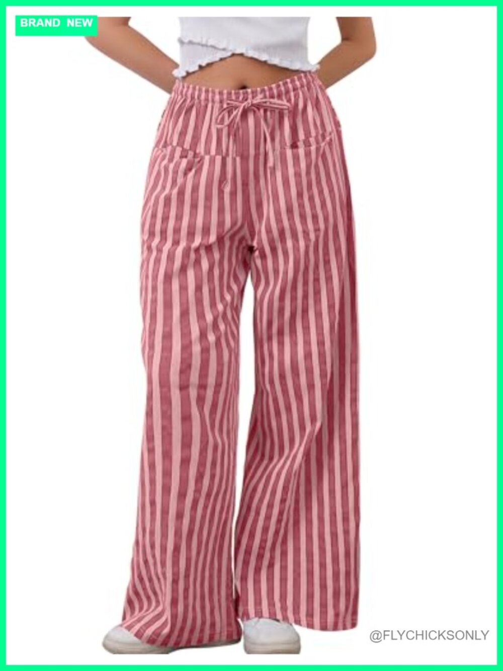 Women's Cotton Drawstring Wide Leg Lounge Pants with Pockets